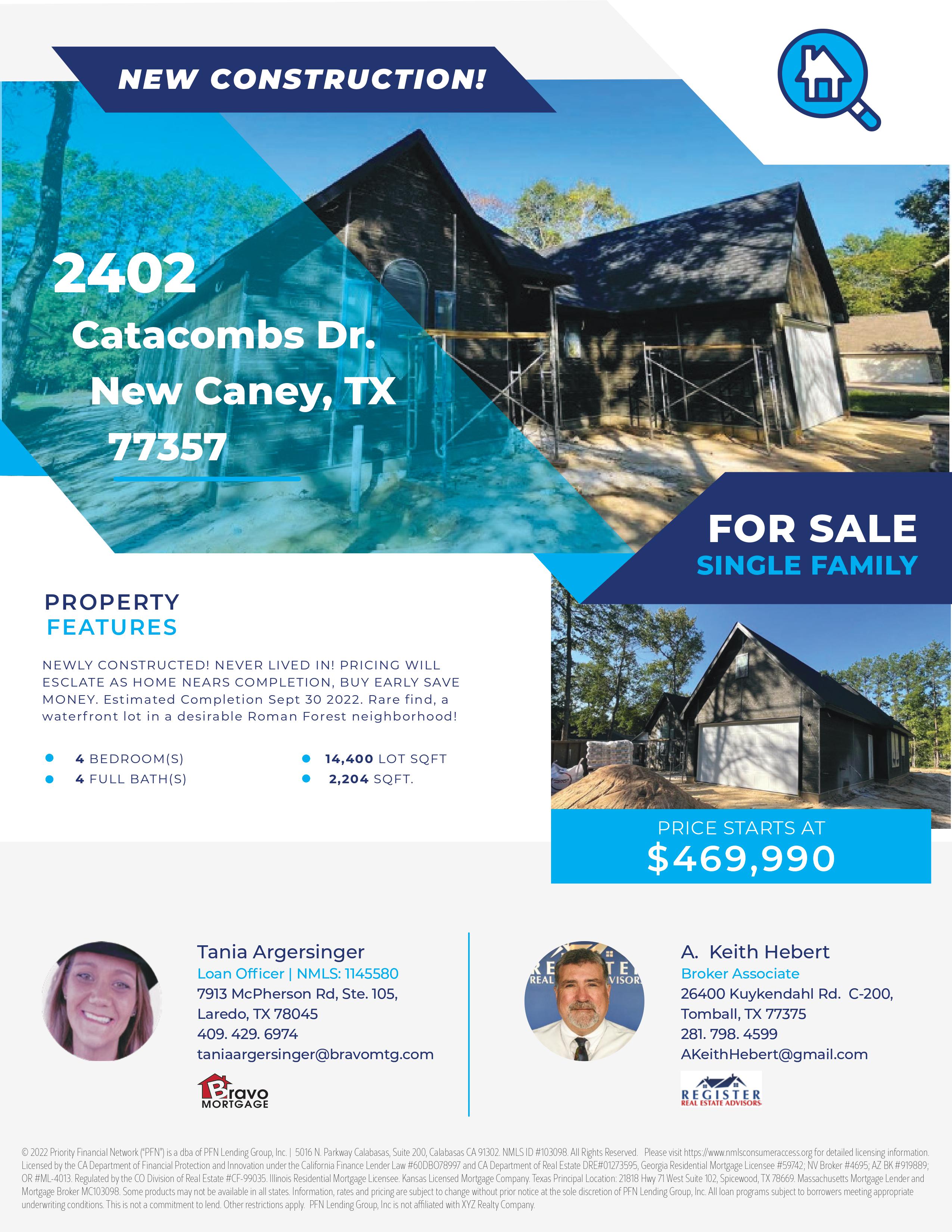 For Sale | New Construction | New Caney | Roman Forest | 2402 Catacombs Drive